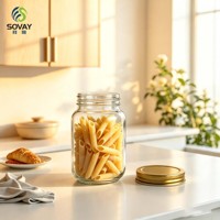 Pot en verre de 500 ml à épaules arrondies, de qualité alimentaire, transparent, pour la mise en conserve de confitures et de sauces