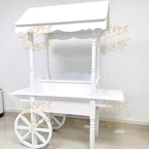 Chariot de bonbons en bois blanc de haute qualité Design décoration de fête de mariage chariot de désert de crème glacée fleur en bois et chariot de bonbons - Product Image 4