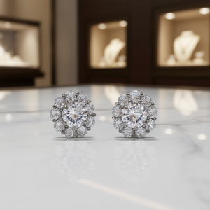 Pendientes de Cristal Mobsau, Plata 925 con Baño de Rodio, Forma de Flor, Joyería Clásica para Mujer, para Bodas - Product Image 2