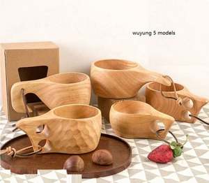 Tasse en bois Kuksa de style japonais faite à la main avec poignées à 2 trous, écologique, 250 ml/150 ml, pour café, thé, lait, camping et bushcraft - Product Image 6