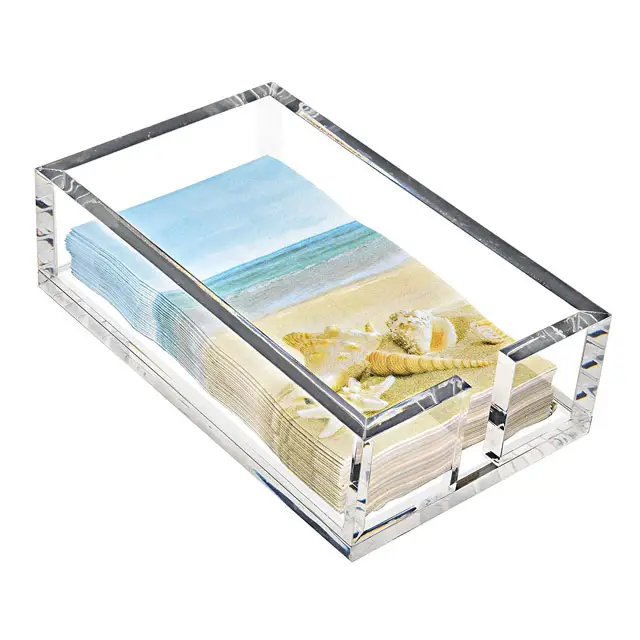 Acrilico Ospite Supporto Del Tovagliolo per il Bagno Tovagliolo di Carta Asciugamani Lucite Vassoio Di Lusso Tovaglioli Chiaro Cesto Moderna per il Bagno