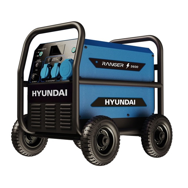Hyundai Ranger 3600W Power Station Portable Generator with Wheels and AC Output