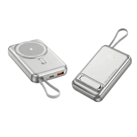 Nouvelle batterie externe magnétique 10000 mAh 2026 avec câble intégré, support pliable, charge rapide PD 22,5 W, certifiée CE RoHS FCC, chargeur portable