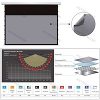 Écran de projection motorisé silencieux de 72 à 150 pouces, tensionné par languettes, télécommande RF/IR, anti-lumière ambiante ALR, format 16:9, encastré au plafond