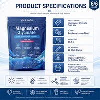 Compléments de glycinate de magnésium non OGM OEM, nutrition sportive, poudre d'électrolytes en sachet pour la relaxation, la concentration et le sommeil des adultes