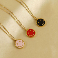 Lincy Acier Inoxydable Vente Chaude Sourire Collier Multi Couleur Pièce Pendentif Émail Sourire Visage Charme Collier
