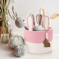 Handgefertigter Geflochtener Hasenohren-Aufbewahrungskorb, Dekorativer Multifunktionaler Organizer mit Quasten für Babyzimmer & Ostergeschenk