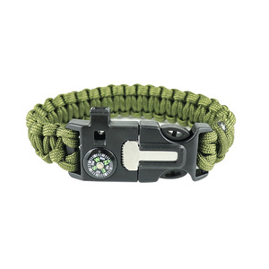 Bracelet de survie en paracorde vert avec boucle boussole en nylon, équipement de randonnée toutes saisons, 1 pièce - Product Image 1
