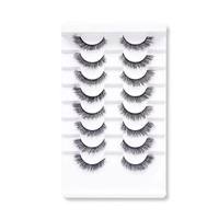 Faux cils en poils synthétiques effet œil de chat, 16 pièces (8 paires), vaporeux, évasés, volumineux, croisés, pour un look naturel et glamour, ensemble de cils faits main