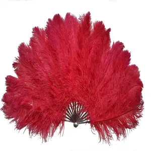 Abanicos DE BODA teñidos con plumas de alta calidad Abanico de plumas de avestruz de Carnaval hecho a mano grande para suministro de fiesta festiva