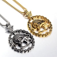 Collier pour homme en acier titane style hip-hop, pendentif lion rétro, personnalisé, décontracté, pour couple, très vendu