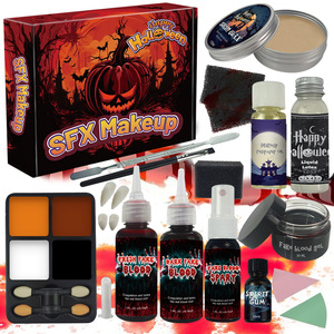 Fournitures de jeu de rôle Peinture pour le visage effrayante Gel de <span class=keywords><strong>sang</strong></span> 3D Fausse cicatrice Blessure temporaire saignante Maquillage d'Halloween <span class=keywords><strong>Latex</strong></span> <span class=keywords><strong>liquide</strong></span> Ensemble - Product Image 3