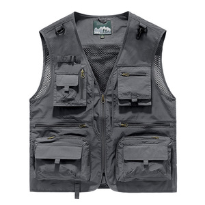 Nouvelle veste en maille à séchage rapide pour hommes, printemps et automne, décontractée, multi-poches, pour la pêche et la photographie, fermeture éclair, 8512 - Product Image 5