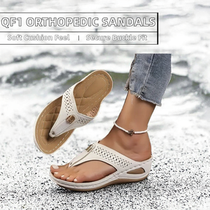 Sandali ortopedici con zeppa QF1 Summer Gladiator da donna, <span class=keywords><strong>ciabatte</strong></span> da casa, scarpe casual, taglie forti, piatte, per esterno - Product Image 2