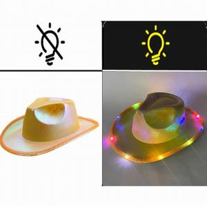 Sombrero <span class=keywords><strong>de</strong></span> Vaquero Unisex con Luces LED Intermitentes <span class=keywords><strong>para</strong></span> Fiesta Disco, Disfraz <span class=keywords><strong>de</strong></span> Halloween, Sombrero Luminoso Divertido - Product Image 3