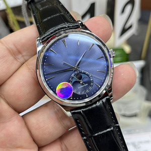 Montre mécanique de luxe rétro classique Jaegeer, bracelet en cuir, maître des phases lunaires, montre mécanique automatique en acier - Product Image 4