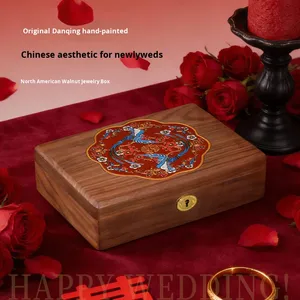 Caja <span class=keywords><strong>de</strong></span> Joyería <span class=keywords><strong>de</strong></span> Nogal Estilo Chino Pintada a Mano, Doble Luan, <span class=keywords><strong>para</strong></span> Novia, Regalo <span class=keywords><strong>para</strong></span> Recién Casada - Product Image 4