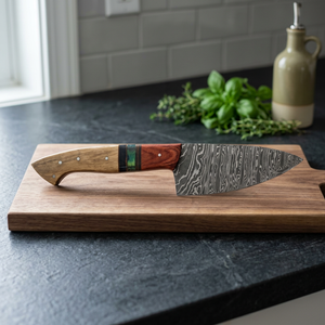 Cuchillo de Caza Profesional al por Mayor con MOQ Bajo, Cuchillo de Chef de Acero de Damasco de 9.5 Pulgadas, Afilado para Cortar Carne/Vegetales, Mango de Madera, OEM - Product Image 4