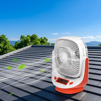 Ventilateur de table rechargeable 8 pouces, mini ventilateur solaire de bureau avec lumière LED, ampoules LED, panneau solaire, batterie au lithium pour la maison
