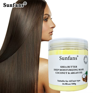 Masque capillaire hydratant au beurre de karité biologique avec huile de noix de <span class=keywords><strong>coco</strong></span> et acides aminés, formule concentrée, masque capillaire anti-frisottis - Product Image 1