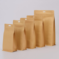 Sachets en gros personnalisés de qualité alimentaire à fond plat, avec fermeture éclair supérieure et huit soudures latérales, en matériaux recyclés, pour chips, snacks, aliments pour animaux de compagnie, en kraft