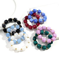 Bracelet Élastique Perlé Tendance Effet Marbré à Couleurs Dégradées, Breloque Originale et Mode pour Cadeaux