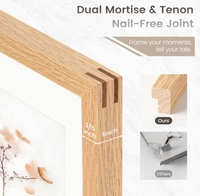 Set Bingkai Foto Kayu Oak Solid FSC Alami untuk Meja dan Dinding, Dekorasi Rumah, Bingkai Dinding Galeri