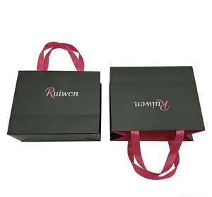 Luxury Custom Color Paper <b>Bags</b> Factory Fashion Shopping Clothes Ribbon Handles <b>Packing</b> <b>Bags</b> With Your Own logo - Product Image 2