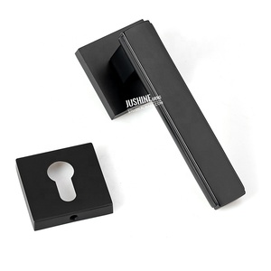 Palanca de manija de puerta de entrada con llave de bloqueo manija cuadrada negra y palanca manija de palanca de aluminio para inodoro - Product Image 4