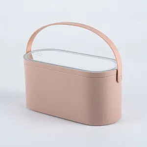 GLARY led ayna makyaj kozmetik seyahat çantası özel etiket makyaj tutucusu vaka kollu kutu hafif çocuklar makyaj çantası kutusu