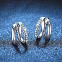 Pendientes de Aro de Plata de Ley 925 con Microincrustaciones de Moissanita de 0.15 Quilates, Hipoalergénicos, Chapados en Rodio, con Diseño de Búho para Mujer