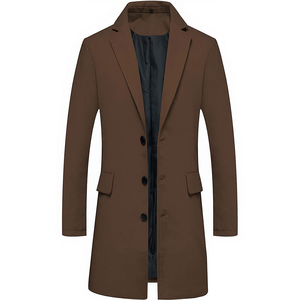 <b>Men</b> Woolen <b>Long</b> <b>Coat</b> Casual Business Winter Overcoat Fashion Slim Fit Classic Warm Outerwear - Product Image 1