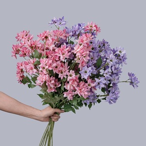 CallaFloral Bouquet de fleurs artificielles en jasmin rose et violet, fait main, décoration de mariage, décoration de la maison, 12 tiges - Product Image 1