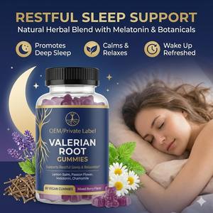 Complément alimentaire végétalien pour le sommeil, marque privée OEM, gommes à la racine de valériane avec mélatonine pour une relaxation profonde et un sommeil réparateur pour adultes - Product Image 3