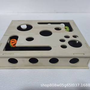 Wooden <b>Cat</b> Maze <b>Toy</b> Square Solid Wood Pet Game Box <b>For</b> <b>Indoor</b> <b>Cats</b> Home Entertainment Natural Color 450g - Product Image 3