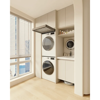 Meuble de balcon sur mesure avec machine à laver intégrée, comptoir et porte coulissante dissimulée – Service complet