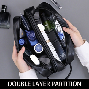 Trousse de Toilette de Voyage en <span class=keywords><strong>Cuir</strong></span> Personnalisée pour <span class=keywords><strong>Homme</strong></span> avec Logo, Trousse de Rasage et de Maquillage - Product Image 6