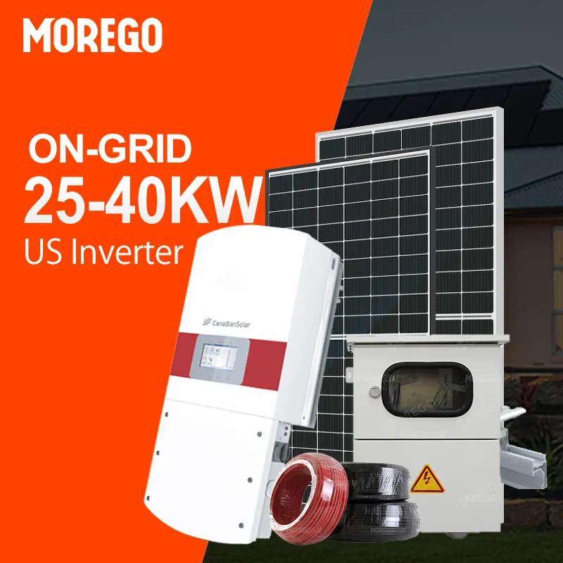 Moregosolarオングリッドタイ太陽光発電システム20KW 30KW 40KWソーラーパネルシステム家庭用