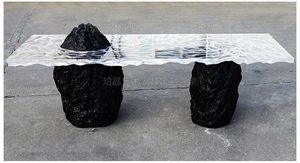 Mesa de Resina de Cristal con Diseño de Piedra Natural para Decoración del Hogar, Luminosa, de Lujo, Personalizable, Mueble de Interior - Product Image 4