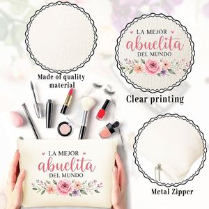 Pochette cosmétique et de toilette espagnole avec fermeture éclair, cadeau de voyage compact pour maman - Sac cadeau tendance pour - Product Image 1