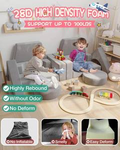 Canapé modulaire <span class=keywords><strong>pour</strong></span> enfants 15 pièces, kit de construction de fort <span class=keywords><strong>pour</strong></span> tout-petits et enfants, mobilier de salle de jeux, canapé convertible <span class=keywords><strong>pour</strong></span> garçons et filles - Product Image 4
