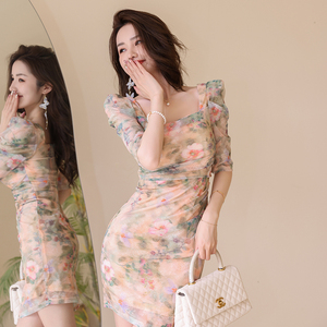 ZYHT – <span class=keywords><strong>robe</strong></span> élégante à manches bouffantes, grande taille, imprimé Floral, mode d'été, Mini <span class=keywords><strong>robe</strong></span> décontractée pour femmes, vente en gros, 10135 - Product Image 3