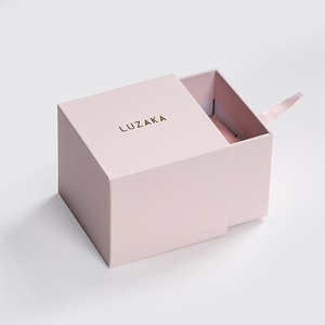 Sang Trọng Thời Trang Màu Hồng Bìa Cứng Hộp Ngăn Kéo Với Biểu Tượng Tùy Chỉnh Dập Và Ribbon Phụ Kiện Cho Quà Tặng Đồng Hồ - Product Image 5