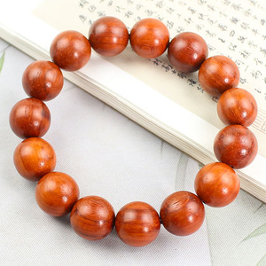 Rosewood <b>Bracelet</b> 15mm Round Beads Straight Grain Cat's Eye Pattern Unisex Everyday Wear - Product Image 4