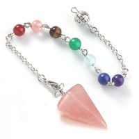 Pendentif en cristal naturel fait main pour la guérison par le Reiki des 7 chakras, pendule en cristal de radiesthésie Feng Shui pour l'équilibre spirituel