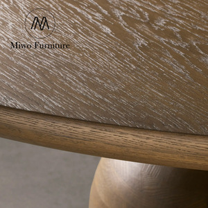 Juego de Mesa y Sillas Redondas de Madera de Nogal Profundo para Villa o Penthouse Contemporánea, Mesa de Comedor de Madera para <span class=keywords><strong>Restaurante</strong></span> de 6 a 8 Plazas - Product Image 3