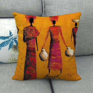 Lukisan minyak tradisional seni Afrika Wanita cetak Linen ukuran standar ruang tamu dekoratif sarung bantal untuk kursi Sofa - Product Image 6