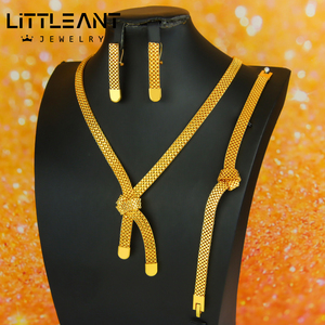 <span class=keywords><strong>Set</strong></span> Perhiasan Kalung Lapis Emas 24k Tahan Air, Desain Mewah Dubai Pakistan, Perhiasan Wanita untuk Pesta Pernikahan - Product Image 4