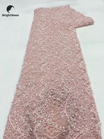 Tissu en dentelle à sequins et perles nigérianes de luxe de haute qualité, nouveau design brodé pour robes de mariée, accessoires de fête, tricoté