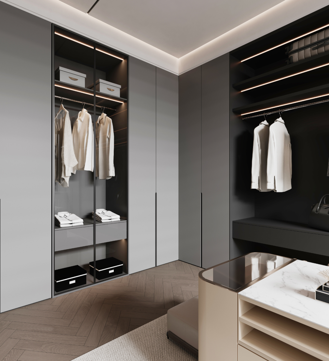 dressing de luxe moderne Dressing sur mesure Luxe - Classique Chic - Armoire et Dressing - Nice -  par Concept Dressing